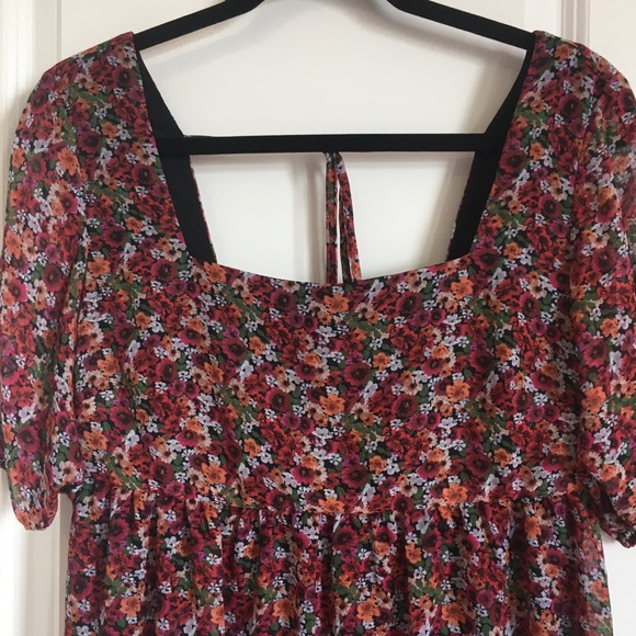 BCBGeneration square neck back drawstring lined babydoll chiffon dress size 6 - Picture 2 of 12